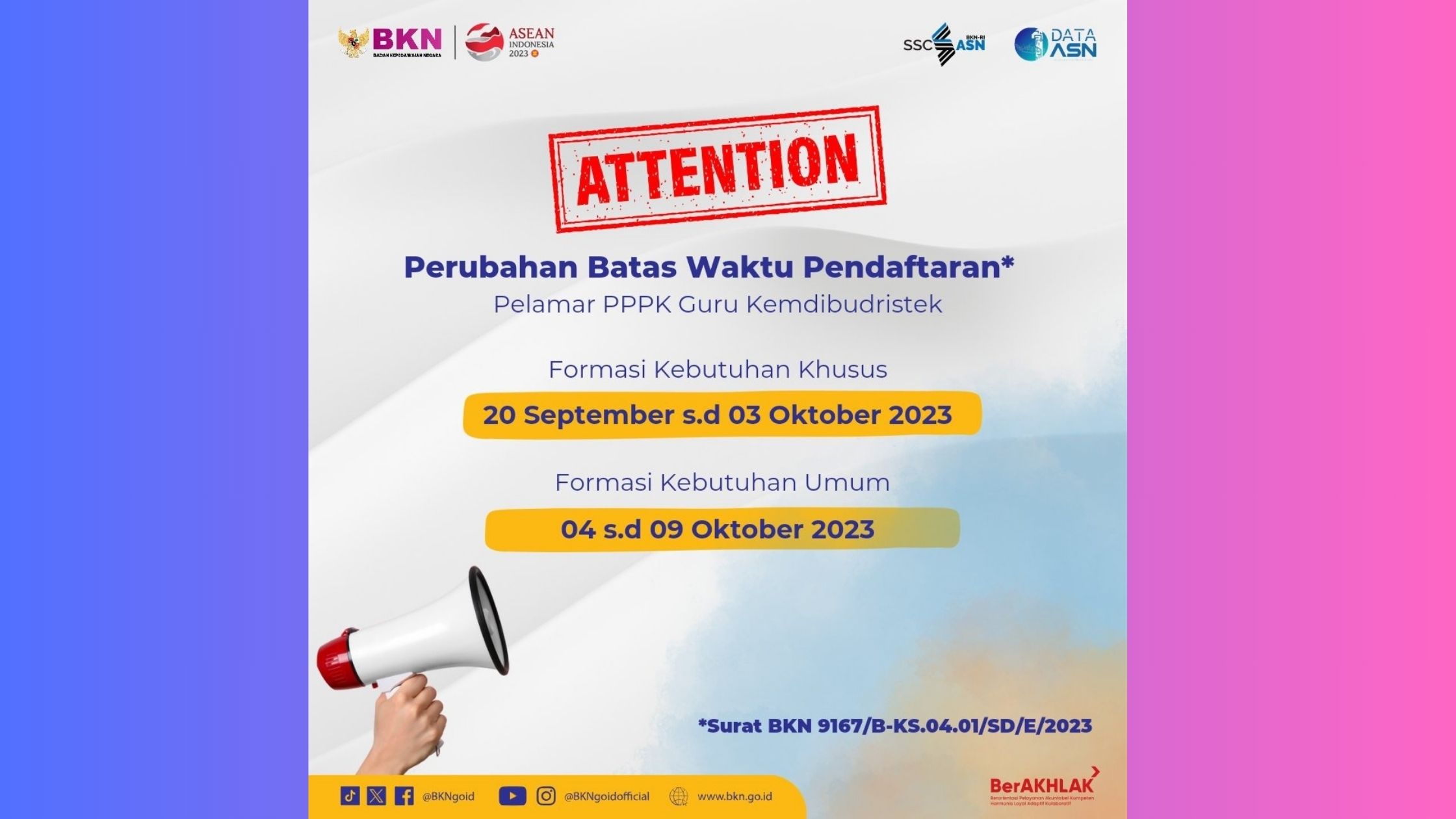 Perubahan Batas Waktu Pendaftaran Pelamar PPPK Guru Tahun 2023 Perubahan Batas Waktu Pendaftaran Pelamar PPPK Guru Tahun 2023